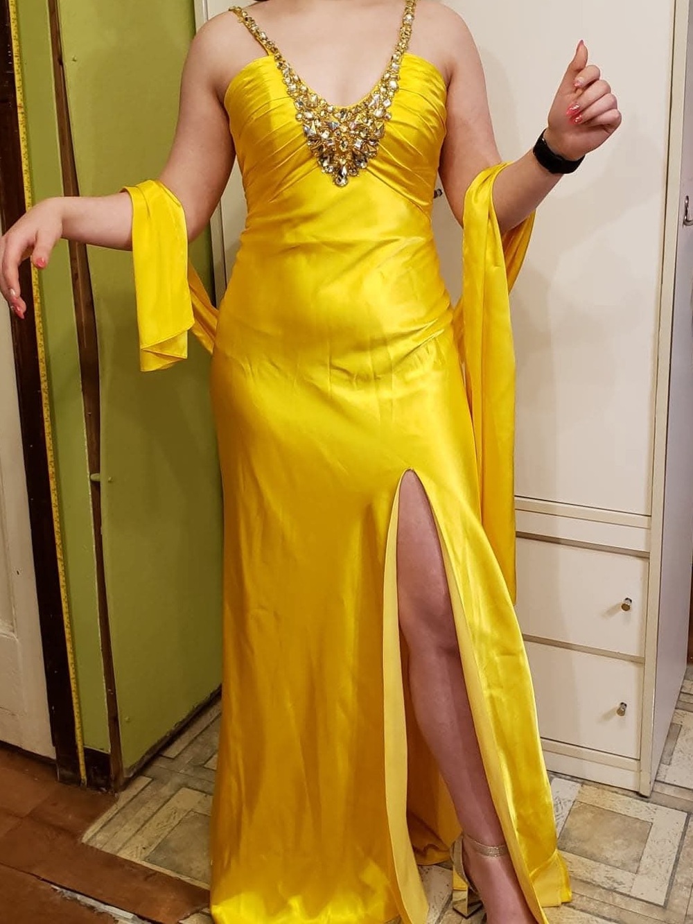 Yellow Beaded Prom Dress